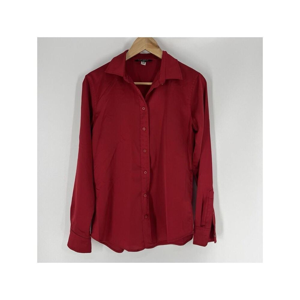 Lauren Ralph Lauren Satin Top Size Small Womens Red Button Up Blouse Shirt